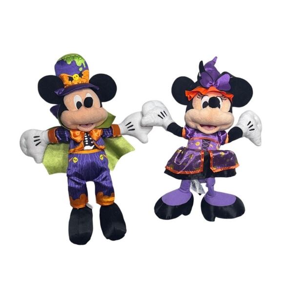 Disney Store Halloween Mickey & Minnie Plush Pair 15" 2018 Preowned - Picture 1 of 13